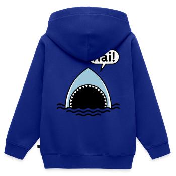Hai! (Haifisch / Sprechblase / Comic / Cartoon) - Kinder Premium Organic Zip Hoodie - Royalblau - Hinten - AI Model Kid Male (0cm)