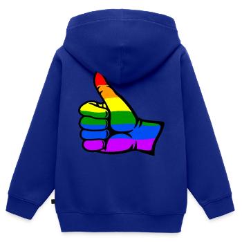 Regenbogenfarbe Flagge Hand alles klar Symbol - Kinder Premium Organic Zip Hoodie - Royalblau - Hinten - AI Model Kid Male (0cm)