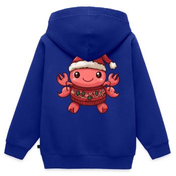 Crabe Crabe Noël - Sweat Premium à capuche zippé enfant bio - bleu roi - Dos - AI Model Kid Male (0cm)