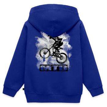 MTB - Kinder Premium Organic Zip Hoodie - Royalblau - Hinten - AI Model Kid Male (0cm)