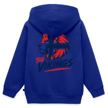 Viking Löwenlogo Fussball Norwegen Nation  - Kinder Premium Organic Zip Hoodie - Royalblau - Hinten - AI Model Kid Male (0cm)
