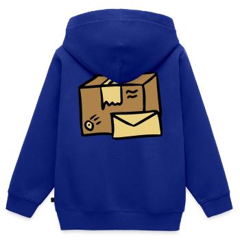 Poste mail Colis Lettre Distribution package letter - Sweat Premium à capuche zippé enfant bio - bleu roi - Dos - AI Model Kid Male (0cm)