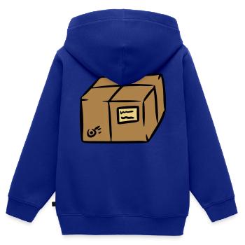 Paket package paquet Paketpost postman Sendung - Kinder Premium Organic Zip Hoodie - Royalblau - Hinten - AI Model Kid Male (0cm)