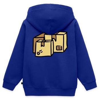 Colis Livraison livraison packages paquets Post - Sweat Premium à capuche zippé enfant bio - bleu roi - Dos - AI Model Kid Male (0cm)