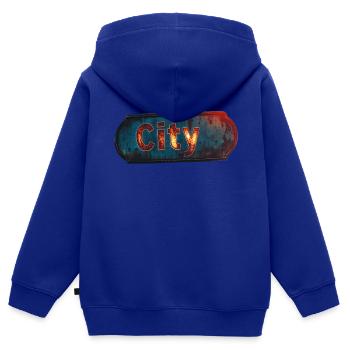 Stadt rostiges Stadtschild mit Vintage-Feeling - Kinder Premium Organic Zip Hoodie - Royalblau - Hinten - AI Model Kid Male (0cm)