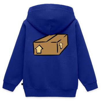 Paket Post Package Paquet - Kinder Premium Organic Zip Hoodie - Royalblau - Hinten - AI Model Kid Male (0cm)