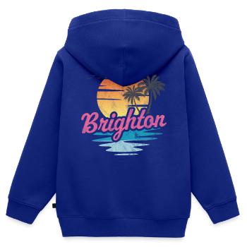 Brighton - Kinder Premium Organic Zip Hoodie - Royalblau - Hinten - AI Model Kid Male (0cm)