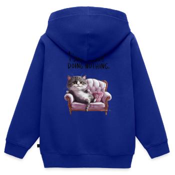 Lazy Cat, I'M Not Lazy. I Just Enjoy Doing Nothing - Kids Premium Organic Zip-up Hoodie - royal blue - Back - AI Model Kid Male (0cm)