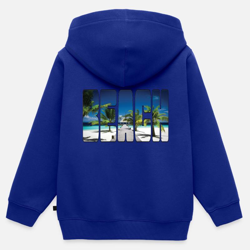 BEACH - Sweat Premium à capuche zippé enfant bio - bleu roi