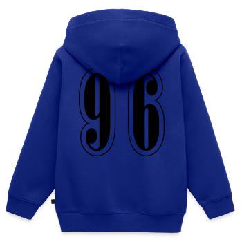 96 Symbole numérique - Sweat Premium à capuche zippé enfant bio - bleu roi - Dos - AI Model Kid Male (0cm)