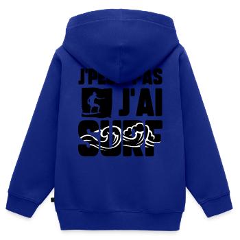 J’peux pas j’ai surf - Sweat Premium à capuche zippé enfant bio - bleu roi - Dos - AI Model Kid Male (0cm)