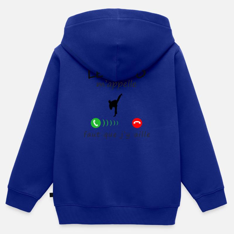 le judo m'appelle - Sweat Premium à capuche zippé enfant bio - bleu roi