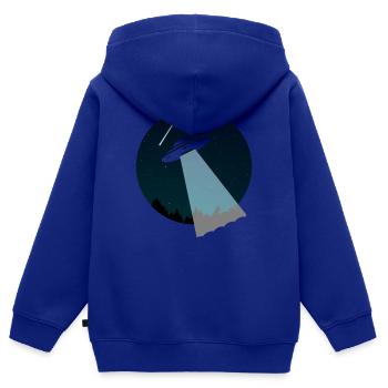 Ufo - Kinder Premium Organic Zip Hoodie - Royalblau - Hinten - AI Model Kid Male (0cm)