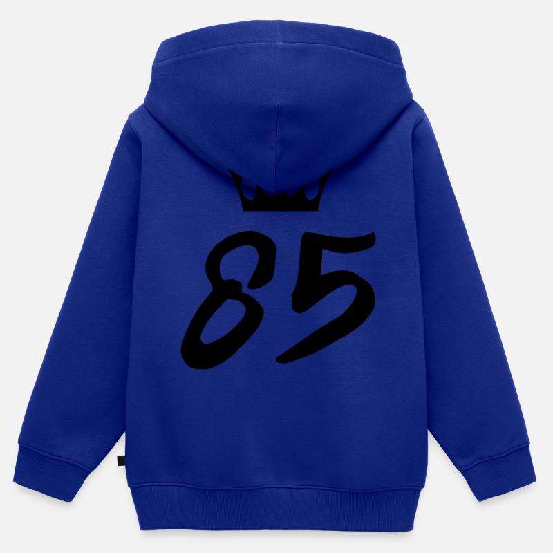 85 Couronne numérique - Sweat Premium à capuche zippé enfant bio - bleu roi