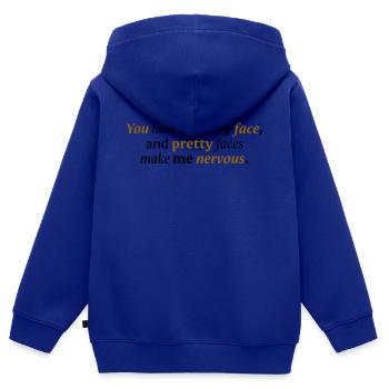 Tu as un joli visage - Sweat Premium à capuche zippé enfant bio - bleu roi - Dos - AI Model Kid Male (0cm)