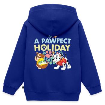 Paw Patrol Rubble & Marshall Design De Noël - Sweat Premium à capuche zippé enfant bio - bleu roi - Dos - AI Model Kid Male (0cm)