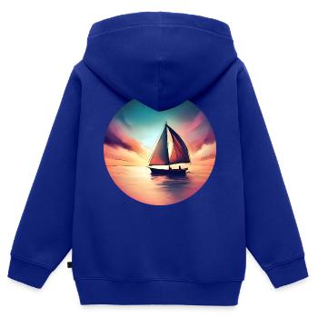 Segelboot segelt in den Sonnenuntergang Schöne - Kinder Premium Organic Zip Hoodie - Royalblau - Hinten - AI Model Kid Male (0cm)