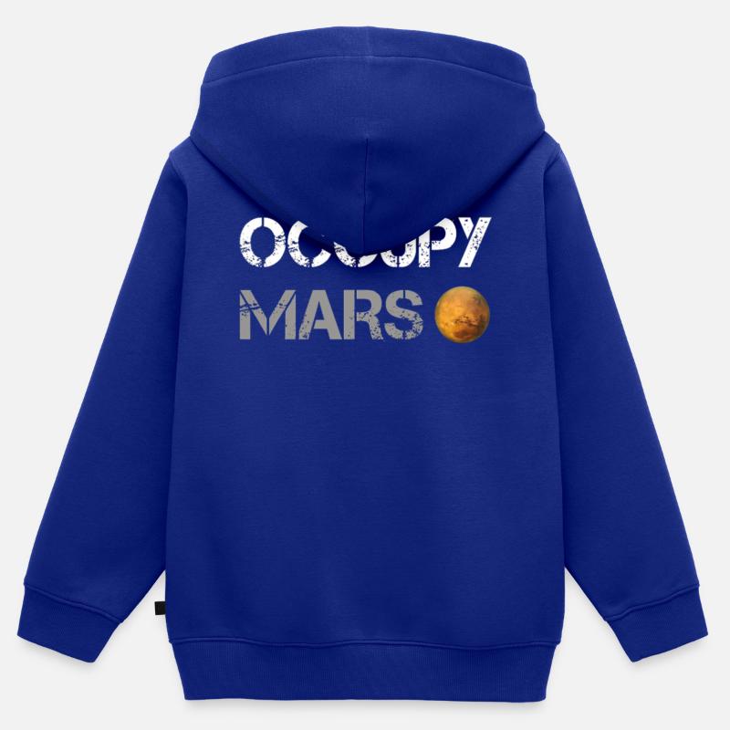 Occuper Mars - Sweat Premium à capuche zippé enfant bio - bleu roi