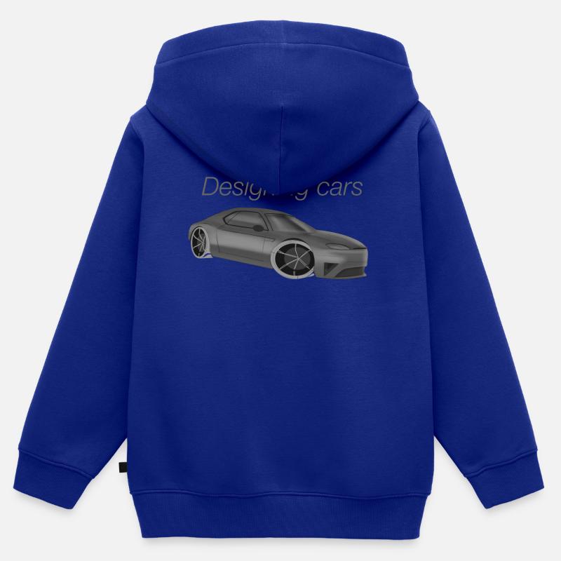Conception de voitures - Sweat Premium à capuche zippé enfant bio - bleu roi