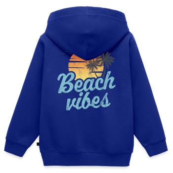 Vibrations de la plage - Sweat Premium à capuche zippé enfant bio - bleu roi - Dos - AI Model Kid Male (0cm)
