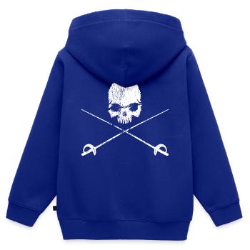 Piraten Säbel Totenkopf - Metal - Rocker - Biker - Kinder Premium Organic Zip Hoodie - Royalblau - Hinten - AI Model Kid Male (0cm)