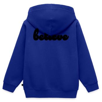 croire - Sweat Premium à capuche zippé enfant bio - bleu roi - Dos - AI Model Kid Male (0cm)