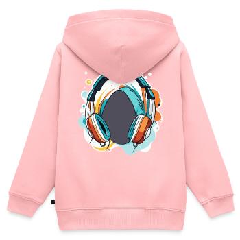 Casque / Audio / Musique / Son / Studio / Cool - Sweat Premium à capuche zippé enfant bio - rose - Dos - AI Model Kid Female (0cm)