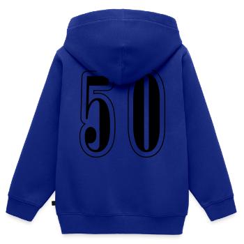 50 Symbole numérique - Sweat Premium à capuche zippé enfant bio - bleu roi - Dos - AI Model Kid Male (0cm)