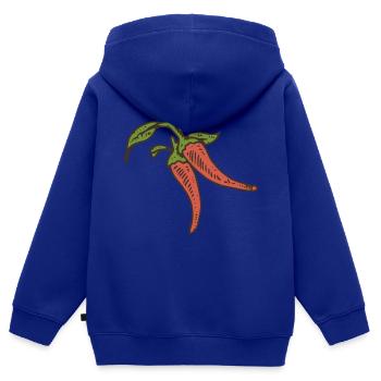Chili Chilli Pepperoni épicé chaud - Sweat Premium à capuche zippé enfant bio - bleu roi - Dos - AI Model Kid Male (0cm)