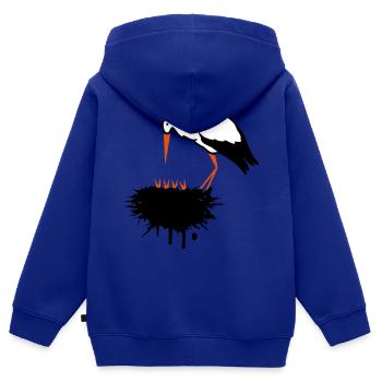 Storch und sein Nest mit Nachwuchs Graffiti - Kinder Premium Organic Zip Hoodie - Royalblau - Hinten - AI Model Kid Male (0cm)