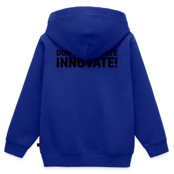 DON'T CALCULATE INNOVATE - Kids Premium Organic Zip-up Hoodie - royal blue - Back - AI Model Kid Male (0cm)