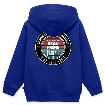Le véritable beau frère parfait - Sweat Premium à capuche zippé enfant bio - bleu roi - Dos - AI Model Kid Male (0cm)
