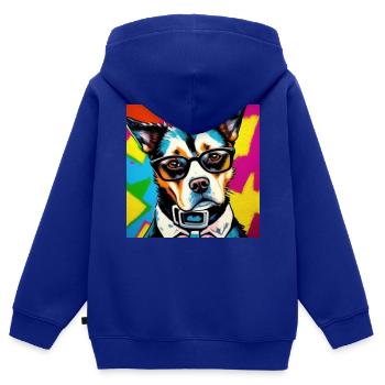 Hipster Hund - Kinder Premium Organic Zip Hoodie - Royalblau - Hinten - AI Model Kid Male (0cm)