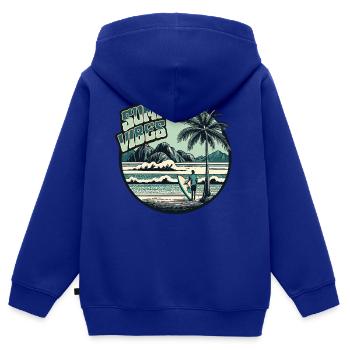 Retro Surfer Sommer Palmen Strand Sonne Urlaub - Kinder Premium Organic Zip Hoodie - Royalblau - Hinten - AI Model Kid Male (0cm)