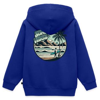 Retro Surfer Sommer Palmen Strand Sonne Urlaub - Kinder Premium Organic Zip Hoodie - Royalblau - Hinten - AI Model Kid Male (0cm)