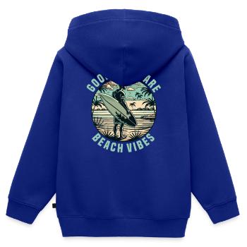 Surfen Surfer Sommer Palmen Strand Sonne Urlaub - Kinder Premium Organic Zip Hoodie - Royalblau - Hinten - AI Model Kid Male (0cm)