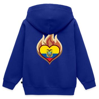 Ecuador Flag Heart on Fire - Kinder Premium Organic Zip Hoodie - Royalblau - Hinten - AI Model Kid Male (0cm)