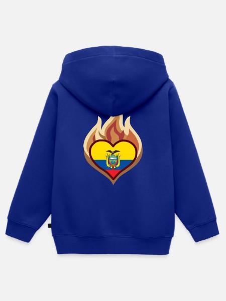 Ecuador Flag Heart on Fire - Kinder Premium Organic Zip Hoodie - Royalblau