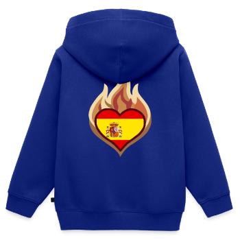 Spain Heart on Fire - Kinder Premium Organic Zip Hoodie - Royalblau - Hinten - AI Model Kid Male (0cm)