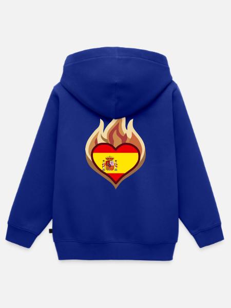 Spain Heart on Fire - Kinder Premium Organic Zip Hoodie - Royalblau