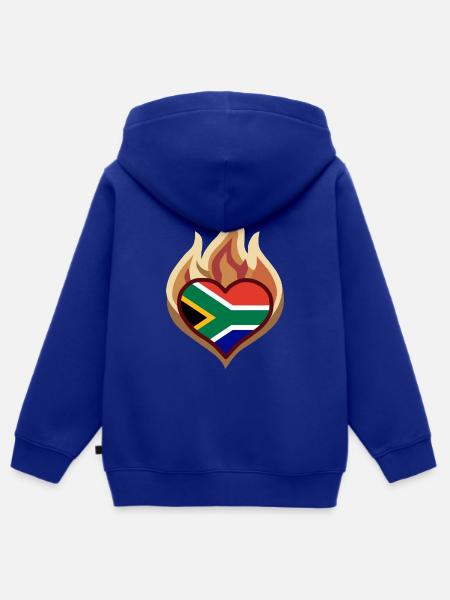 Southafrica Heart on Fire - Kinder Premium Organic Zip Hoodie - Royalblau