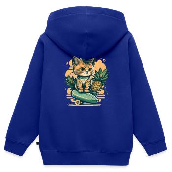 Mignon chat tropical 1 - Sweat Premium à capuche zippé enfant bio - bleu roi - Dos - AI Model Kid Male (0cm)