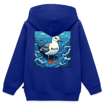 Einsame Möwe - Kinder Premium Organic Zip Hoodie - Royalblau - Hinten - AI Model Kid Male (0cm)