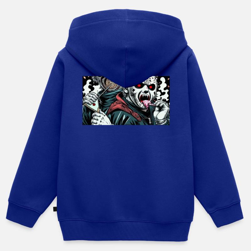 lécher crème glacée masqué psycho - Sweat Premium à capuche zippé enfant bio - bleu roi