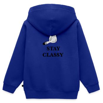 stay classy Katze Geschenkidee Geschenk - Kinder Premium Organic Zip Hoodie - Royalblau - Hinten - AI Model Kid Male (0cm)