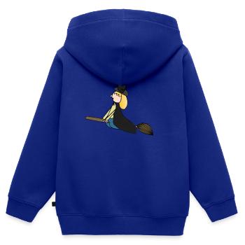 Sorcière sur un balai - Sweat Premium à capuche zippé enfant bio - bleu roi - Dos - AI Model Kid Male (0cm)
