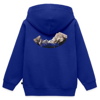 Watzmann mit Schrift - Kinder Premium Organic Zip Hoodie - Royalblau - Hinten - AI Model Kid Male (0cm)