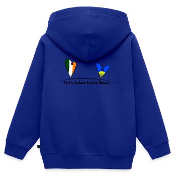 Feet in Ireland, heart in Ukraine - Kids Premium Organic Zip-up Hoodie - royal blue - Back - AI Model Kid Male (0cm)