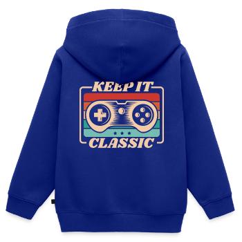 Retro Zocker Sprüche Gaming Geschenk - Kinder Premium Organic Zip Hoodie - Royalblau - Hinten - AI Model Kid Male (0cm)