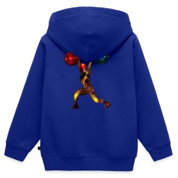 spacy weightlifter - Kinder Premium Organic Zip Hoodie - Royalblau - Hinten - AI Model Kid Male (0cm)